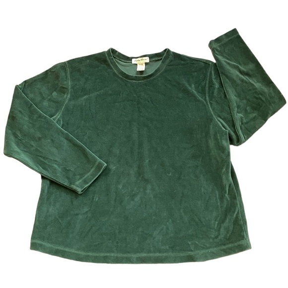 Eddie Bauer Green Velour Loose Fit Long Sleeve Top Size XL - Picture 1 of 4